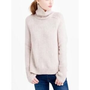 J CREW Chunky Knit Wool Mohair Crop Turtleneck Relaxed Fit Sweater sz XXS